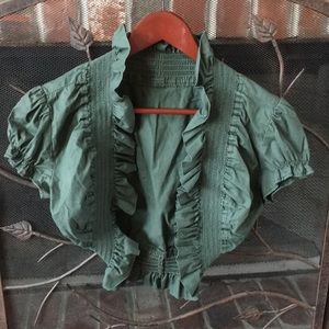 EUC ruffle short sleeved green shrug